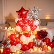57pcs heart-printed latex balloons, with stars, exploding star foil, perfect for anniversary decorat