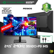 TITAN ARMY 25” FAST IPS QHD 2K 240Hz 1ms 95%DCI-P3 HDR10 AdaptiveSync Gaming Monitor (P2510S)- [2560