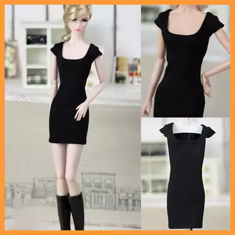[20days made] 1/6 Female Large Neckline Short Sleeved Knitted Tight Mini Dress Clothes Model for Mom