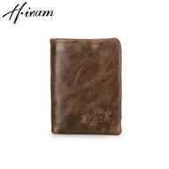 Hiram Ví nam da thật Ví Dây Kéo Túi đựng tiền xu Ví đựng thẻ nam ngắn túi tiền ngựa điên ví da