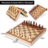 3 in 1 Chess Board Set Premium Wooden & Magnetic Folding Potable Chess Board Papan Catur Kayu Chess