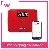 Omron Body Weight &amp; Body Composition Scale CaladaScan Smartphone App/OMRON connect Compatible Red HBF-255T-R