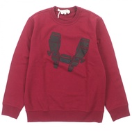 全新未使用 HERMES Odyssee 100% 純棉皮革圓領套頭衛衣，RED，義大利製造，男款