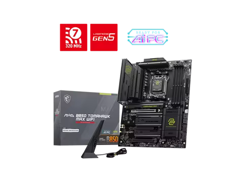 MSI MAG B850 TOMAHAWK MAX WIFI Motherboard, ATX - Supports AMD Ryzen 9000 / 8000 / 7000 Processors, 
