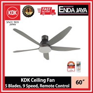 KDK Ceiling Fan 5 Blades Remote Control Save Energy [150cm/60"] K15UW-QEY Kipas Siling