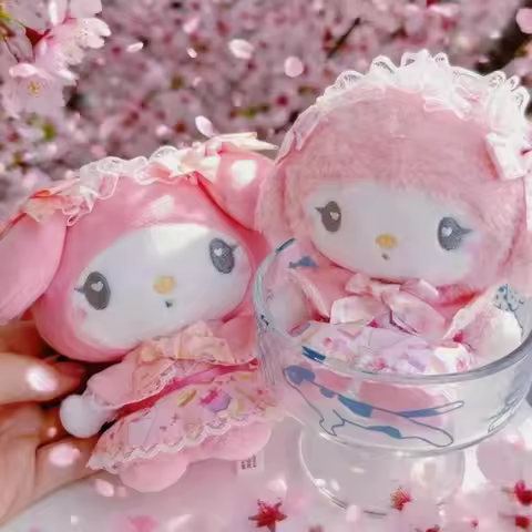 New Sanrio Plush Keychain My Melody Romantic Desserts Kuromi Cotton Backpack Charm My Sweet Piano Ka