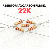 (10 PCS) RESISTOR 1/2W 1/2WATT 22K 22K KILO CF 5% ROHS