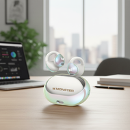 Monster AC600 Open Ear Bone Conduction Wireless Sport Earbuds Bluetooth 5.4 Noise-Cancelling Headpho