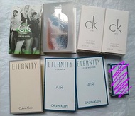Calvin Klein 香水 7 件, one, eternity, air。咭紙、紙盒發黃