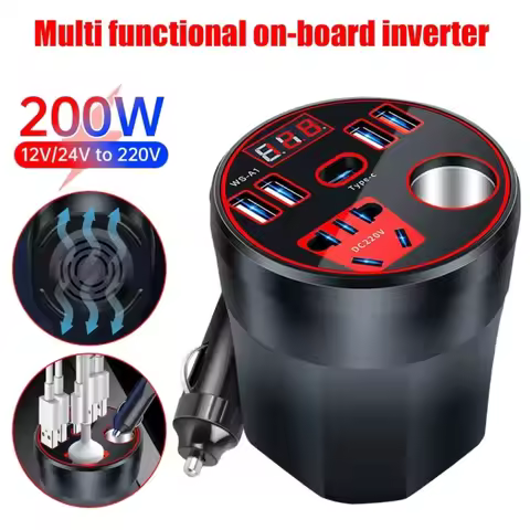 200W Car Power Inverter Fast Charging Car Charger Power Adapter Car Plug Adapter Outlet Converter fo