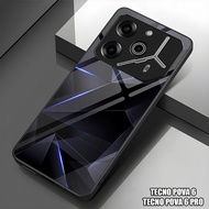 HP GUMIHO - Glossy Glass Glitter Case for Type TECNO POVA 6hp TECNO POVA 6 PRO/ Fashion ABSTRACT AES