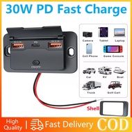 30Wpd Fast Charging Car Charging Type C Interface Car Bus Four-Port Modified Car Usb Charger Bus Rv