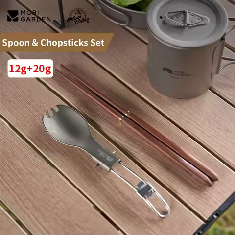 MOBI GARDEN Camping Tableware Outdoor Folding Chopsticks and Spoon Set Combo Portable Kitchenware Ea
