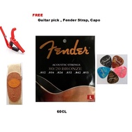 Fender Acoustic Guitar Strings With Free Pick/ Fender Strap and Capo
