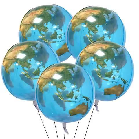 5pcs 22Inch 4D Sphere Outer Space Balloons World Map Galaxy Planet Earth Balloon Space Theme Birthda