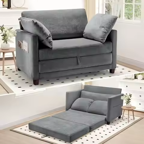 51" Convertible Sofa Bed, 2 in1 Folding Sofa Bed, Loveseat Sleeper Sofa for Small Spaces, Fold Out F