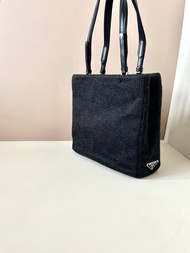 (特選)中古Prada黑色側背孭揹單肩編織小托特包手提袋