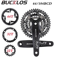 BUCKLOS Bicycle Crank Set 104BCD Mountain Bike Crank Set 22/32/44T Crank Triple Crankset for 9 Speed