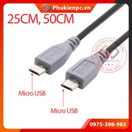 Micro USB to Micro USB 2-head cable size 25cm 50cm long