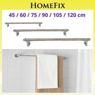 Stainless Steel Wall Mounted Single Rail Pole 45cm 60cm 75cm 90cm 105cm 120cm Towel Rack Toilet Bath