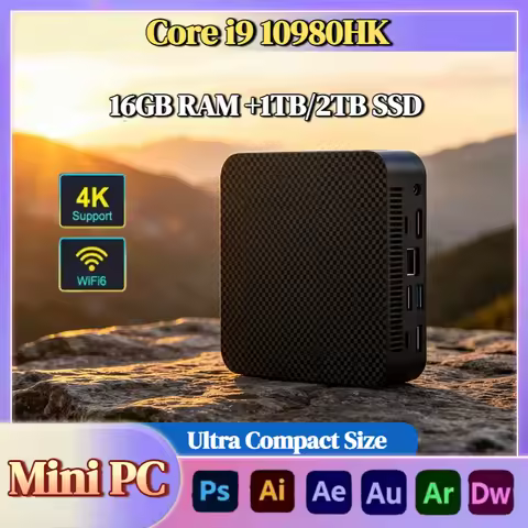 Intel i9 10980HK Mini Desktop PC 16GB DDR4 NVMe SSD Triple 4K WiFi6 Silent Cooling Office Home Compu