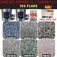 FULL SET Epoxy Colour Flake Coating Toilet Kitchen Floor Tile Leaking Waterproof ( 1L PRIMER/1L CLEAR /1 KG FLAKE
