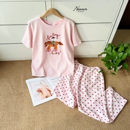 Women's Home Wear set Cotton Short Sleeve Shirt - soft printed Polka Dot Trousers - NEONVN soft home