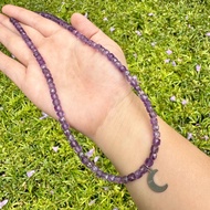 Square Amethyst Necklace Amethyst Stone Necklace/