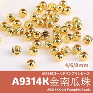 A93 14K Gold Pumpkin Beads 14K Electroplating Metal Spacer 4mm 6mm 8mm DIY Jewelry Accessories Embel