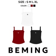Bemingtop1081(S-XL)-BMG Ribbed Tank-Single-Strap Top With Logo Embroidery BMG