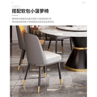 Mild Luxury Marble Dining Tables and Chairs Set Household Small Apartment Modern Minimalist Stone Plate round Dining Table round Table with Turntable
