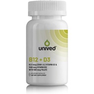 Unived Vegan B12 + D3, B12 (1500mcg Methylcobalamin), D3 (2500IU, Lichen), B9 (500mcg 5-MTHF) & Mori