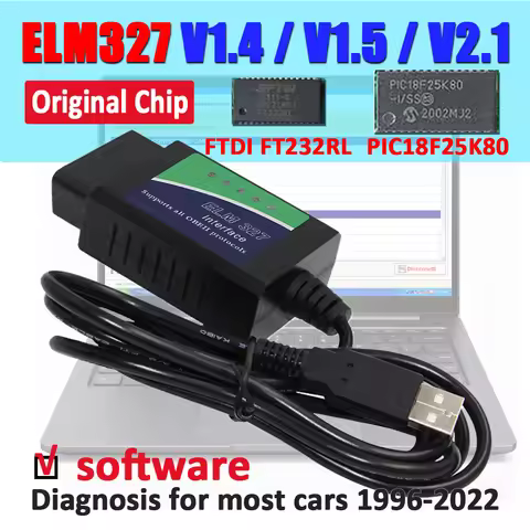 ELM327 USB V1.4 V1.5 V2.1 OBD2 Diagnostic Tool For ScanMaster/ScanTool/MultiEcuScan Original PIC18F2