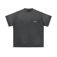 เสื้อยืดคอกลมแขนสั้นผ้าคอตตอนสไตล์ย้อนยุคพร้อมกระเป๋าโลโก้ ERD Depressed Rich Second Generation Vint