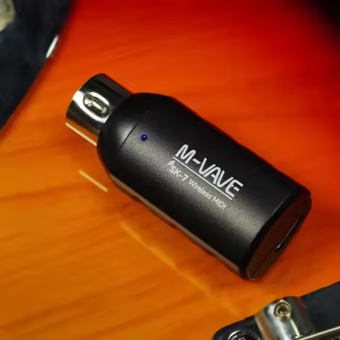 M-VAVE SK-7 2.4GHz Wireless MIDI Adapter Plug Play Receiver/Transmitter, USB-C Recharge, 25H Life, L