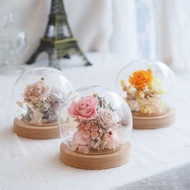 圓球玻璃罩 附提袋 電池USB兩用 可代寫卡片 玻璃罩 永生花 玫瑰