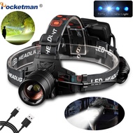 80000LM USB Rechargeable XHP50 Headlamp Headlight High Powerful ZOOM Head Light Use 3*18650 Batteries