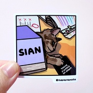 (SG) "sian" singlish cat meme waterproof vinyl sticker (1 Piece)