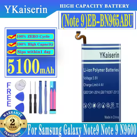5100mAh Long-Life Battery for Samsung Galaxy Note9 Note 9 N9600 SM-N9600 SM-N960F EB-BN965ABU