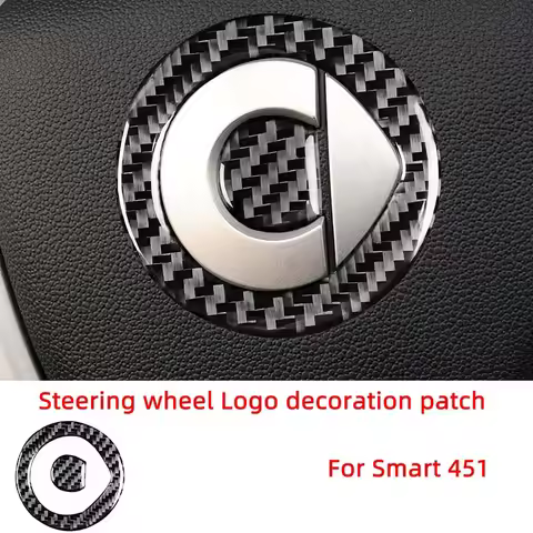 Carbon Fiber Steering Wheel Logo Decoration Patch Car Stickers For Mercedes Smart 451 Fortwo Brabus4