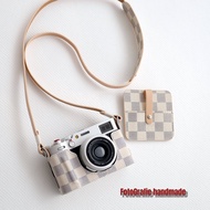 กระเป๋าใส่กล้องแบบหนังแท้ลายตารางสำหรับ Fujifilm X100VI X100v X100F X100T กระเป๋าใส่กล้องแบบลำลองพร้