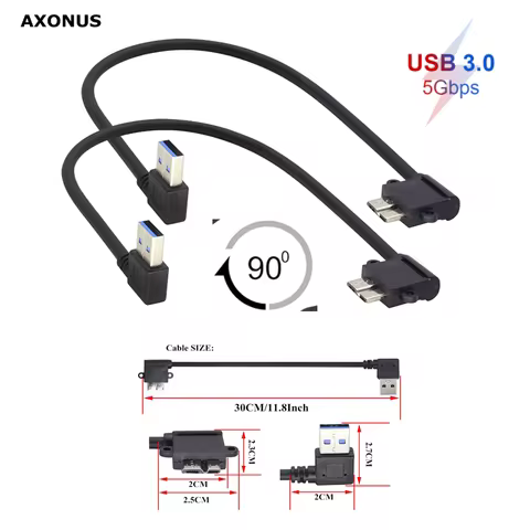 90°Angle Right Elbow Micro B Cable USB3.0 to Mi-cro B Hard Drive Adapter Male to Male USB 3.0 A Male
