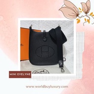 可簽卡可分期❣️Hermes Mini Evelyne 黑色銀扣
