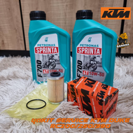 เซทน้ำมันเครื่อง KTM DUKE/RC 200/250/390  Petronas Sprinta F700 4T  พร้อมกรอง และOring สูตรไหม่ ผ่านJASO MA2