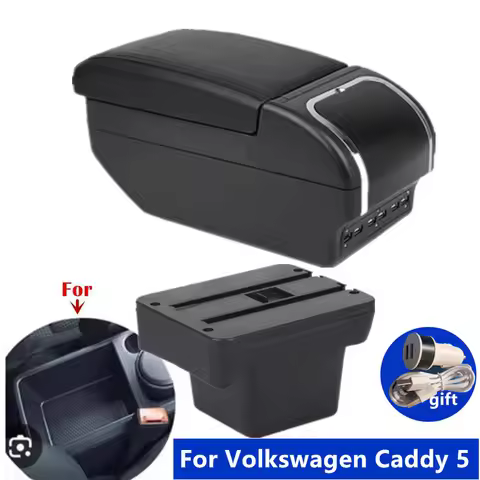 For Caddy 5 2024 Armrest box central Store box with USB interface Interior Dedicated Retrofit Car Ac