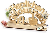 Funny 60th Birthday Money Gift Wood, Unusual Money Gifts 60th Birthday, 59+1, Wooden Guest Book, 60t