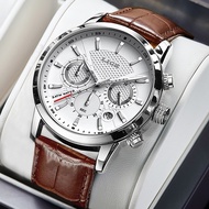 นาฬิกา2023สำหรับบุรุษแบบใหม่ Lige แบรนด์ชั้นนำหนังโครโนกราฟนาฬิกาควอทซ์กันน้ำสำหรับผู้ชาย relogio masculino