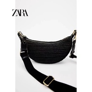 ZARA Spring New Product Womens Bag Single Shoulder Casual Crossbody Bag Woven Bag Underarm Dumpling 