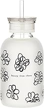 Glass Water Bottle by Heartfelt - Water Bottles - Borosilicate Glass Bottle with Straw, 16-Ounce, Fr