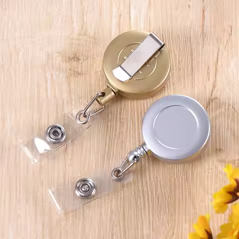 Retractable Gold Silver Badge Reel for Staff Nurse ID Holders Name Badges Clip ID Tag Work Card Hold
